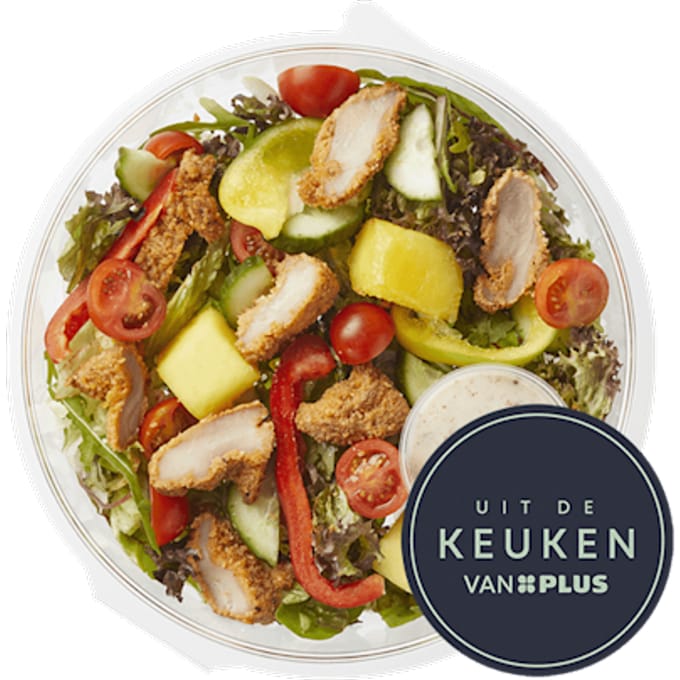 Lunchsalade gegrilde kip mango