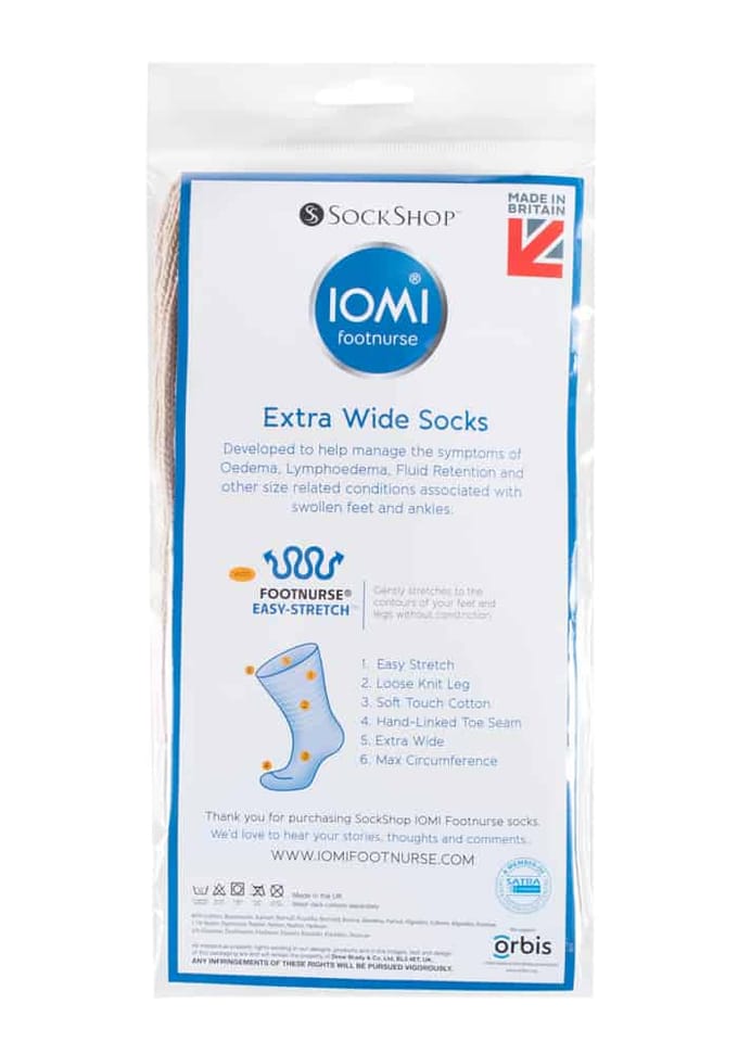 IOMI - Extra brede zachte katoenen oedeemsokken - Beige