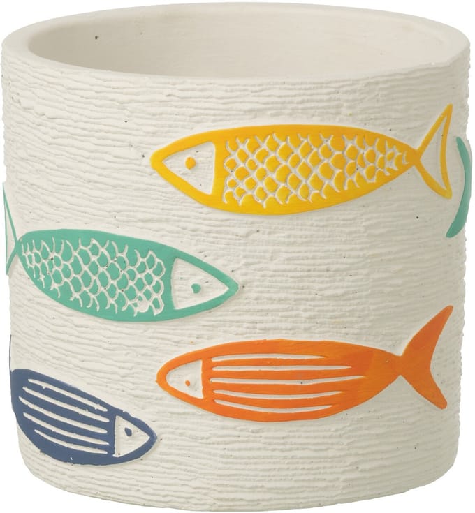 J-Line bloempot Vis Rond - cement - mix - medium