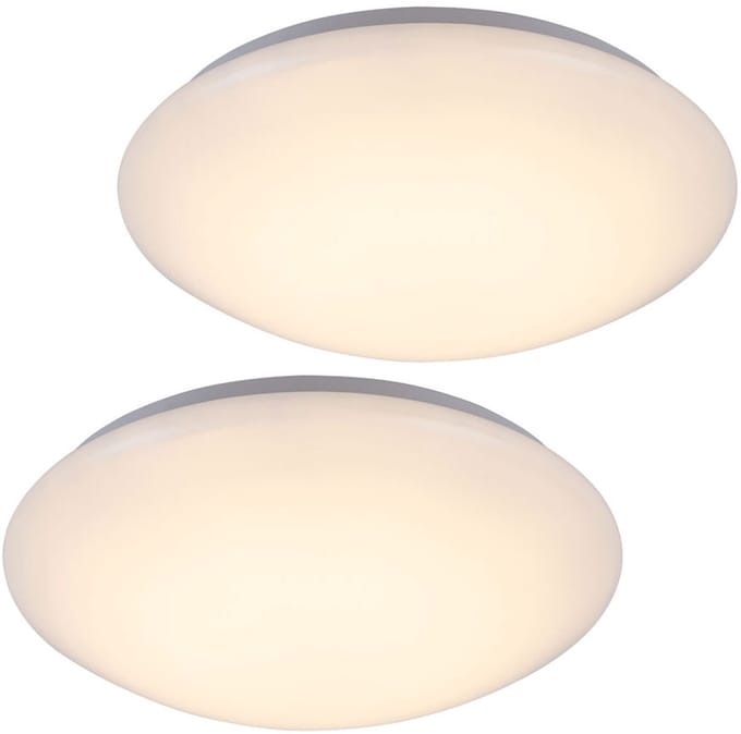 Plafondlamp LED plafondlamp woonkamer wit rond, metaal acryl, 16W 880lm warm wit, DxH 34.5x9 cm, set van 2