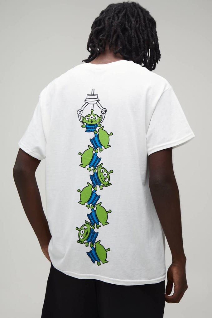 Oversized Pixar Toy Story Aliens Licentie Print T-shirt | White | Size Medium