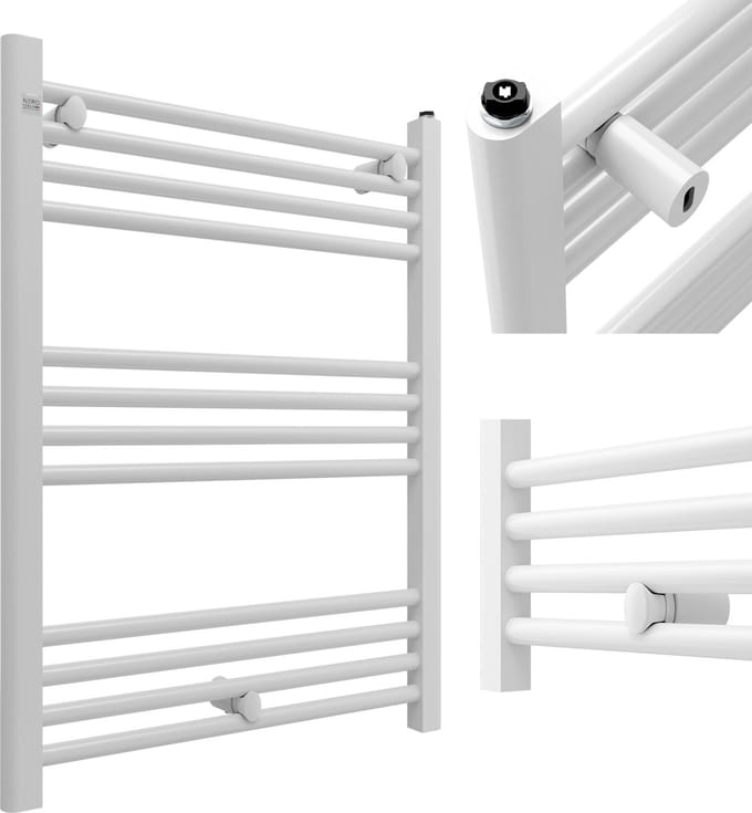 Granitan Handdoekradiator Puerto - 80x60cm - Wit - Ladderdesign - Badkamer Verwarming - CV Radiator