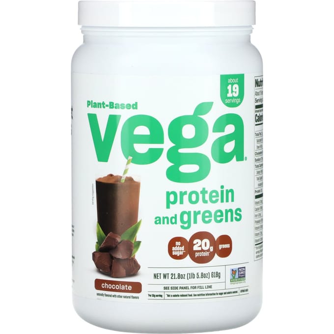 Vega, Plantaardig Eiwit en Groenten, Chocolade, 1 lb (618 g)