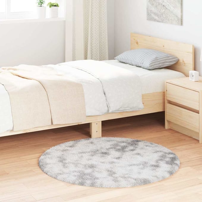 vidaXL - Hoogpolig - vloerkleed - NAVARRA - 100x100 - cm - polyester - zilvergrijs