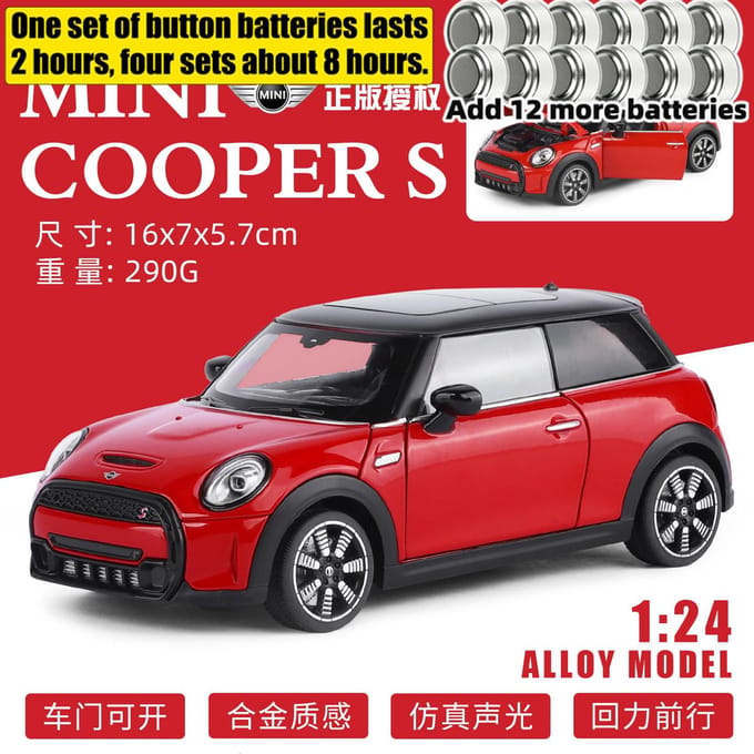1:24 Bmw Mini Cooper S F56 Luxe Compacte Sport Hatchback Legering Metaal Diecast Modelauto Huisdecoratie Desktop Display Speelgoed