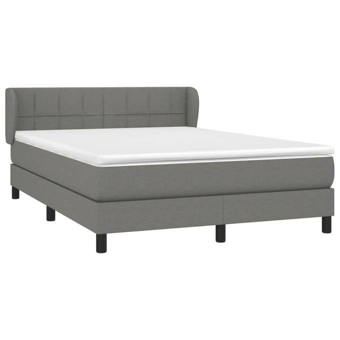 vidaXL - Boxspring - met - matras - stof - donkergrijs - 140x200 - cm