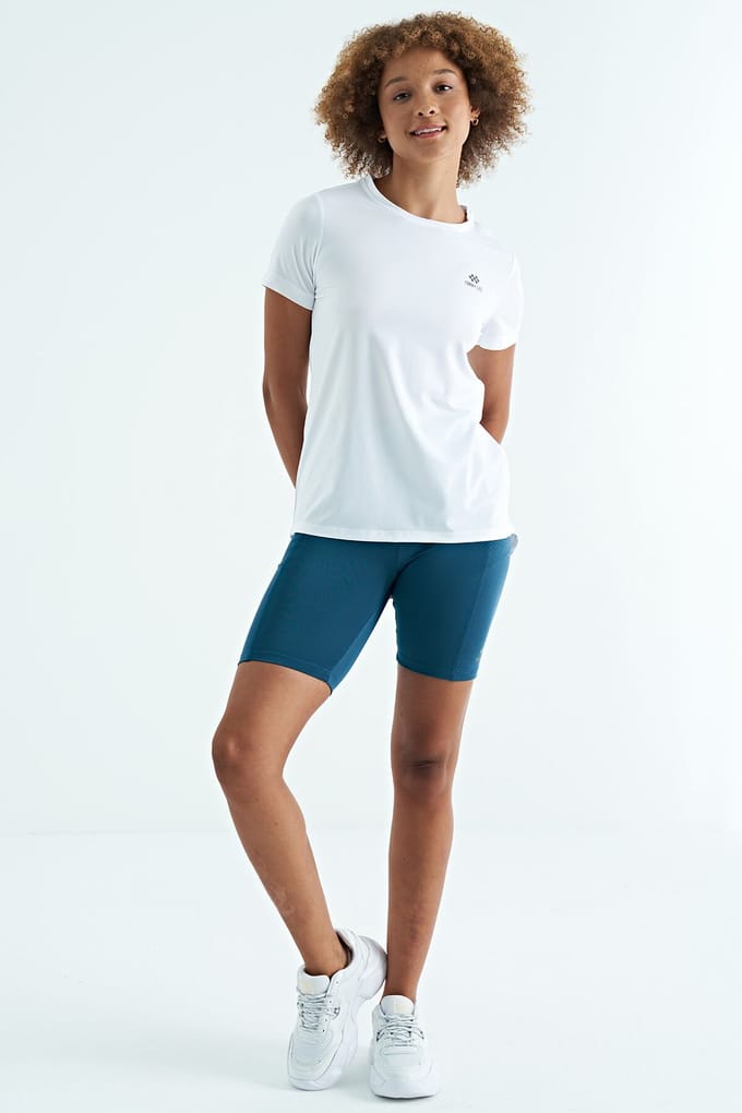 Dames relaxe crewneck T-shirt met zijsplitten