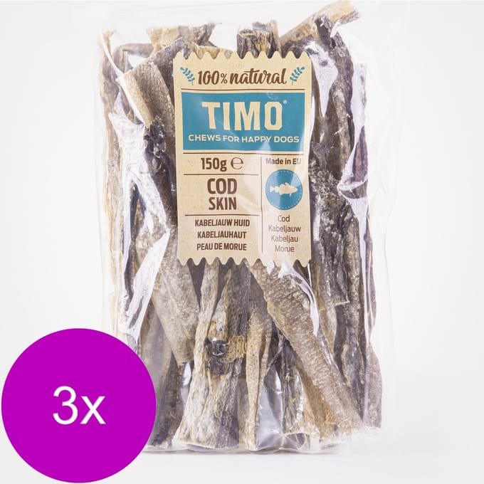 Timo Kabeljauwhuid - Hondensnacks - 3 x 150 g