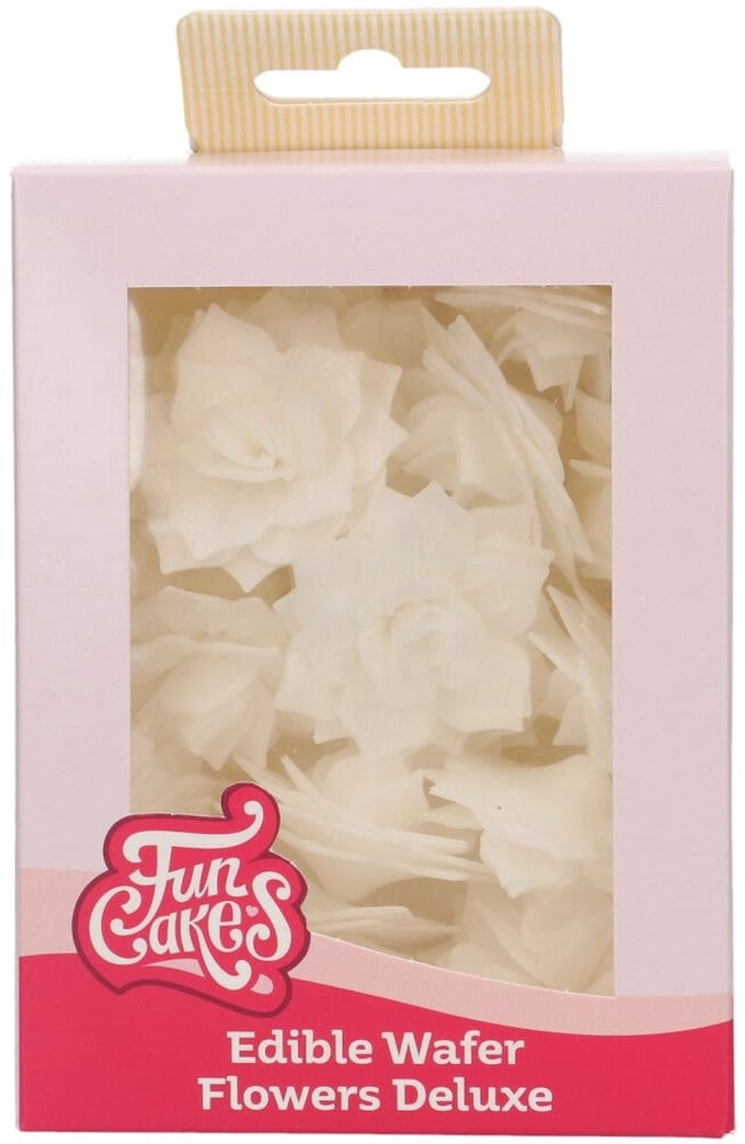 FunCakes Eetbare Bloemen Deluxe - Papieren Bloem - Rose Rosalia Wit Medium - pk/15