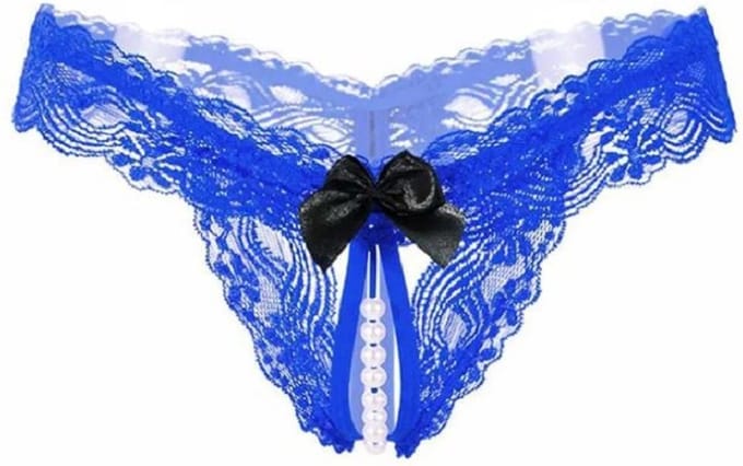 Sexy String kant met parels Blauw