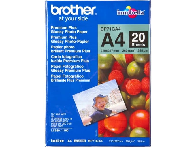 Inkjetpapier Brother Bp-71 A4 glans 260gr 20 vel