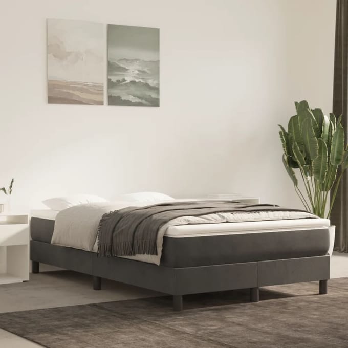vidaXL - Pocketveringmatras - medium - 120x200x20 - cm - fluweel - donkergrijs