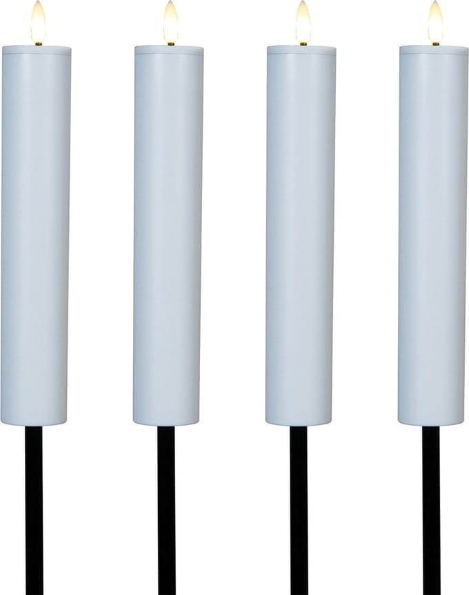 Anna Collection solar kaars fakkel - 4x - wit - tuinsteker - H76 cm - 3D lont - tuinlamp