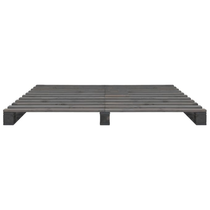 vidaXL - Bedframe - pallet - massief - grenenhout - grijs - 120x200 - cm