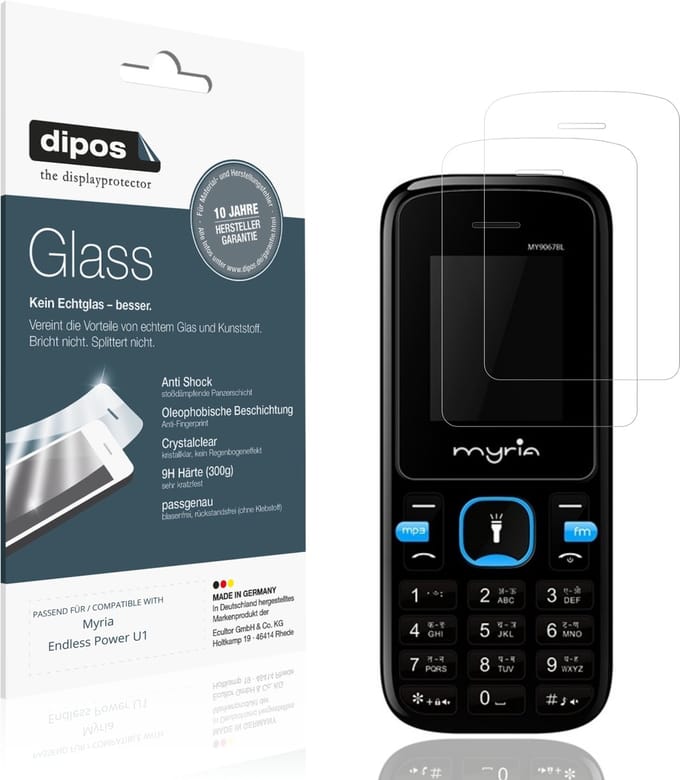 dipos – 2x Pantserfolie geschikt voor Myria Endless Power U1 | 9H Screenprotector