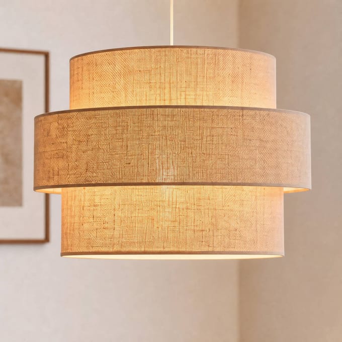 Duolla Hanglamp Space, jute, 1-lamp, textiel, E27