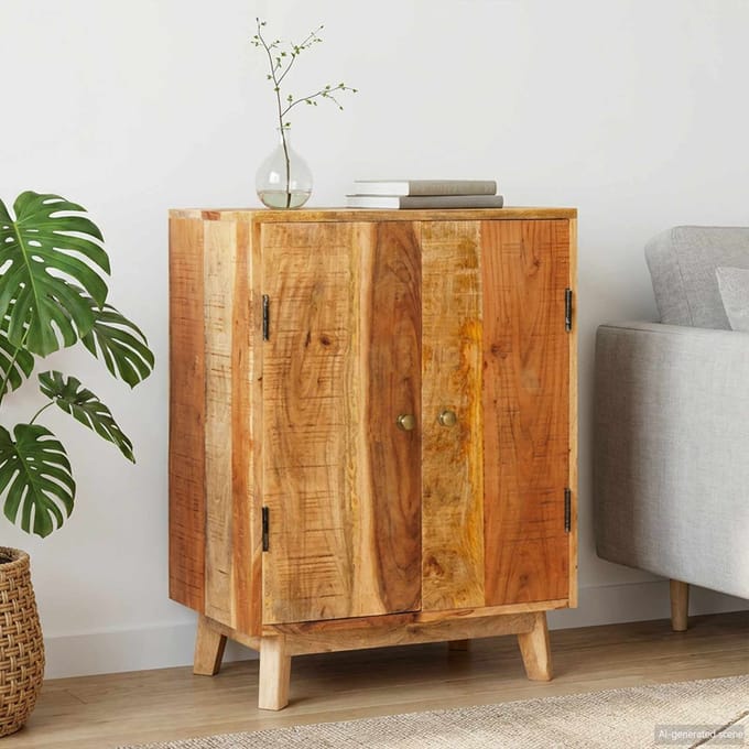 vidaXL - Opbergkasten - met - plank - Bruin - 55 - x - 35 - x - 75 - cm - Massief - Mango - Hout