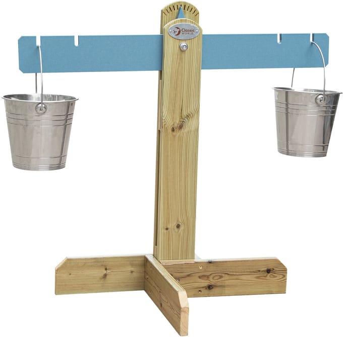 Classic World houten zandbak weegschaal educatief speelgoed balans.