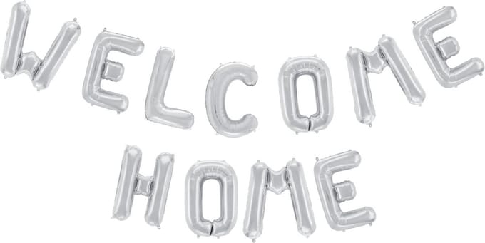Folieballon Tekst 16" 'Welcome Home' Zilver