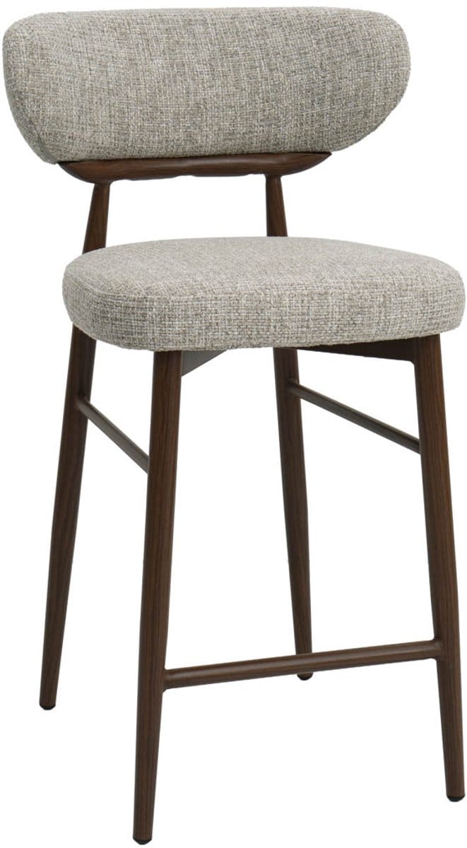 DÉJA Living Barkruk Milan - Beige/Walnoot - Zithoogte 75cm - Set van 2