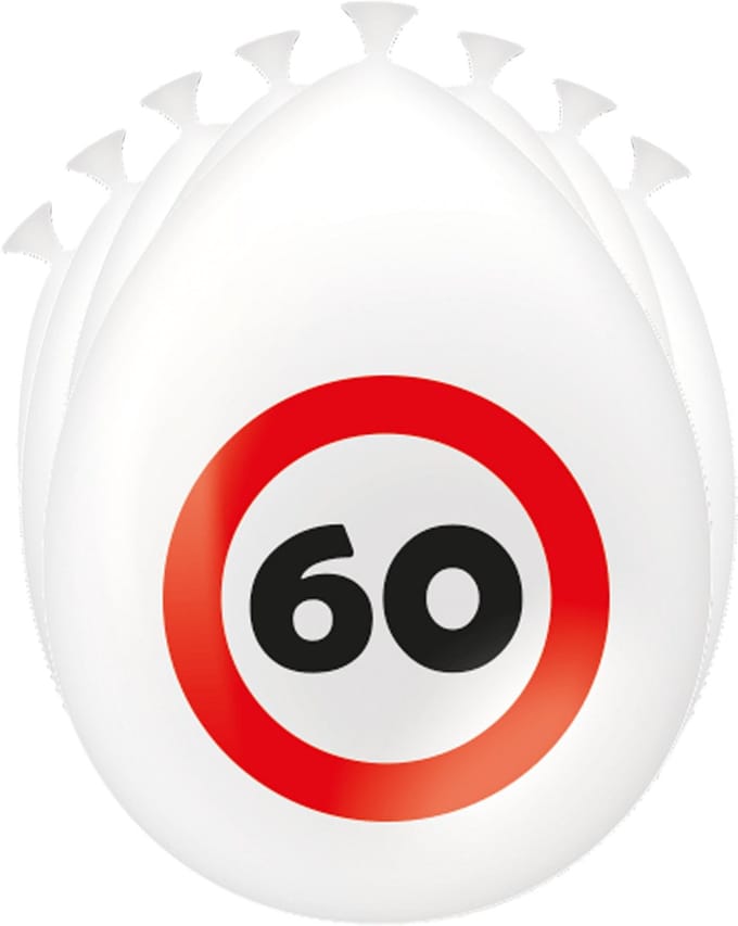 Latex ballonnen verkeersbord - leeftijd 60 - 8 stuks - 30cm