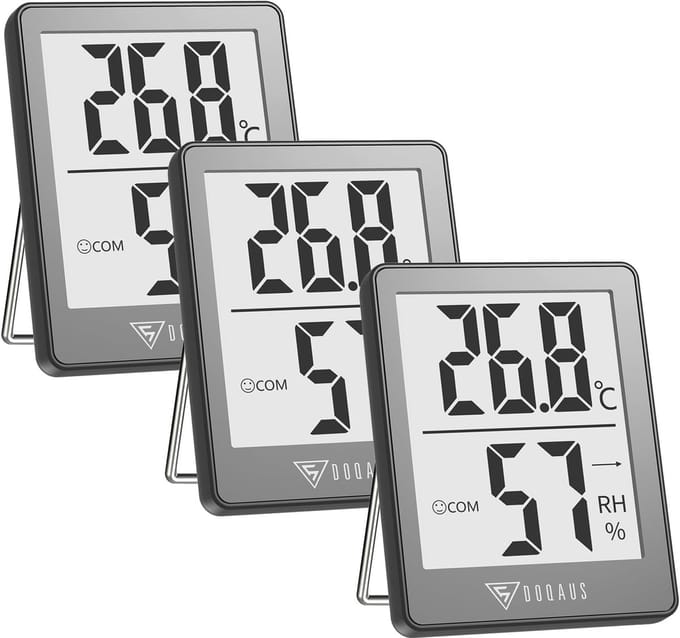 Digitale Thermo-Hygrometer Binnen - Temperatuur & Vochtigheidsmeter met Smiley Indicator - Hoge Nauwkeurigheid (Set van 3)