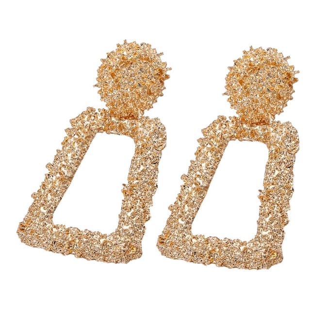 Fako Bijoux® - Oorbellen - Metal Drop-ish - Sparkle - 24x44mm - Goudkleurig