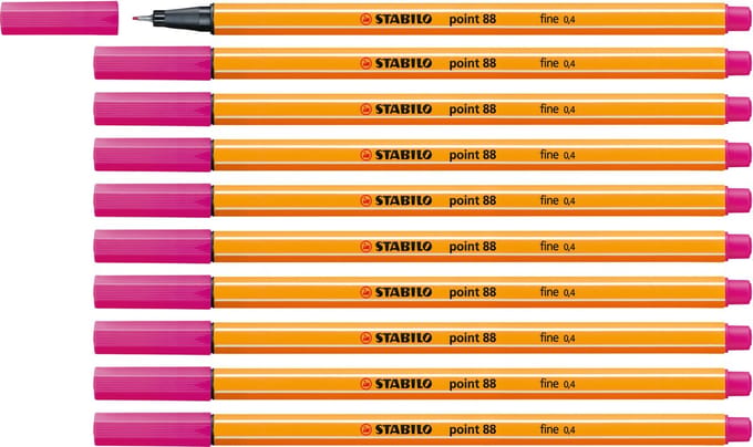 STABILO point 88 - Premium Fineliner - Fine 0,4 mm – Roze – Doos 10 stuks
