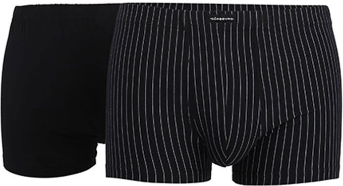 Gotzburg heren boxer normale lengte (2-pack) - zwart en zwart-wit gestreept
