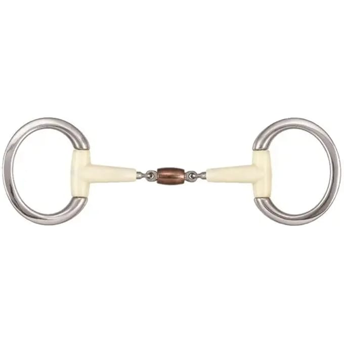 Dubbelgebroken olijfbits voor paard met koperen rol Soyo Flat Ring Contour
