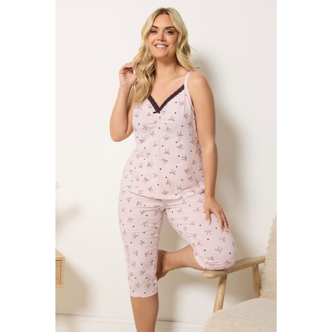 Yours Pyjamaset Met Roze Strik En Hartmotief Size 46-48