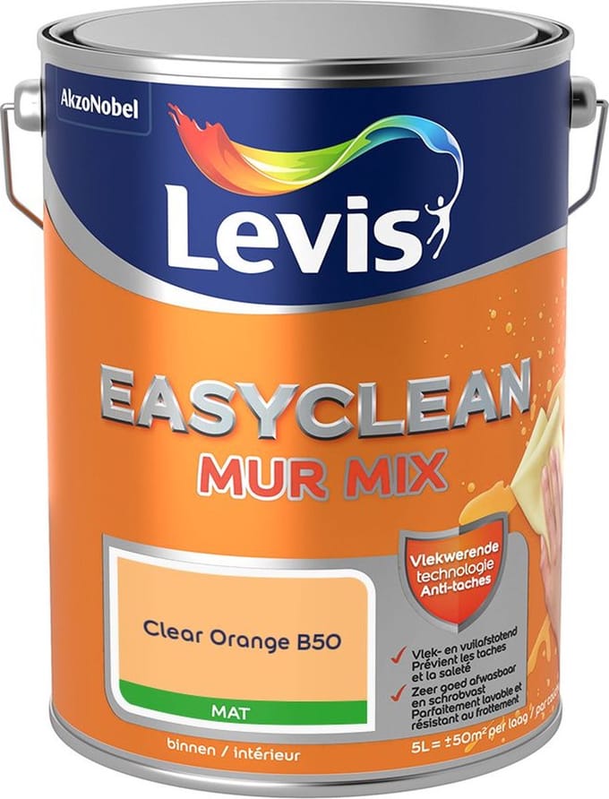 Levis - Easyclean Mur Mat Mix - Clear Orange B50 - Mengverf - 5 L
