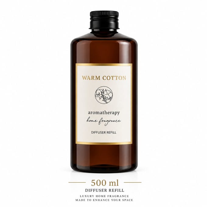 Warm Cotton Geurstokjes Navulling 500 ml – Diffuser Refill – Luxe Huisparfum – Aromatherapie Geurvloeistof