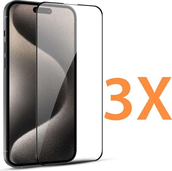 3x Full Cover Screenprotector Geschikt voor: iPhone 15 Plus - Screen protector - volledige glas - bescherming - beschermglas - ZT Accessoires