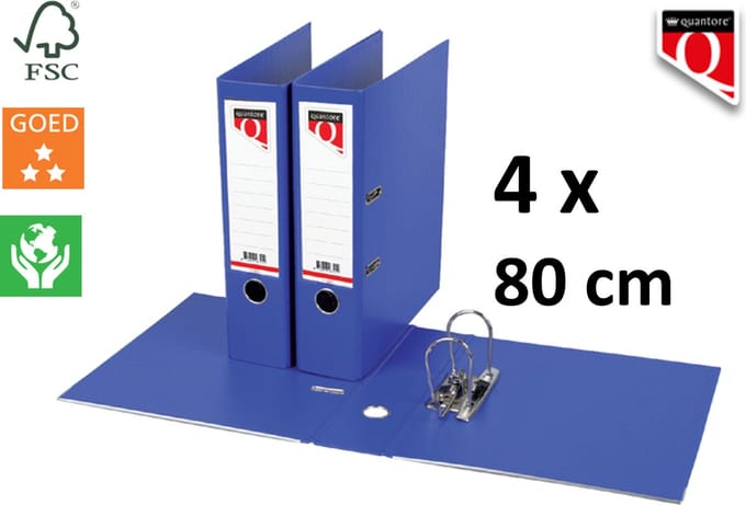4 x Ordner Quantore - A4 - 80mm breed - PP kunststof - blauw