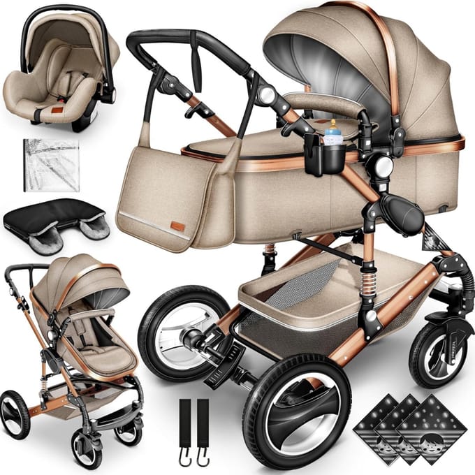 CLGP® Kinderwagen 3 in 1 – Multifunctionele Wandelwagen – Babywagen