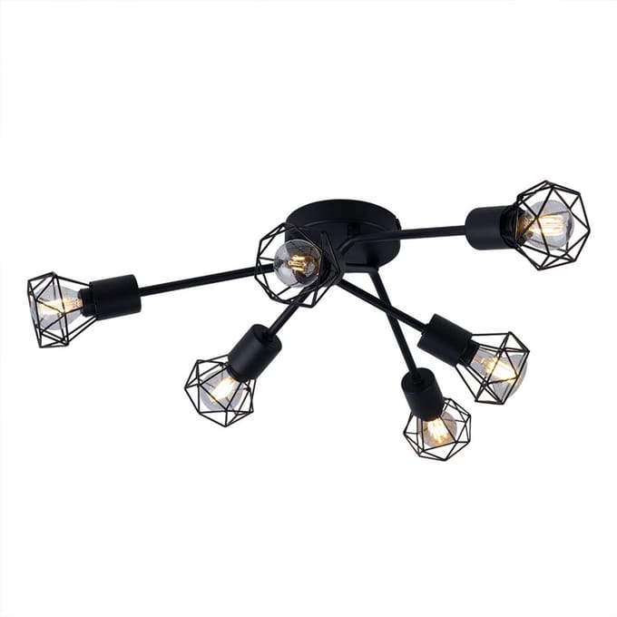 Globo - plafonniere - Xara I - zwart - metaal - Ø 63cm - E14 - 54802S-6