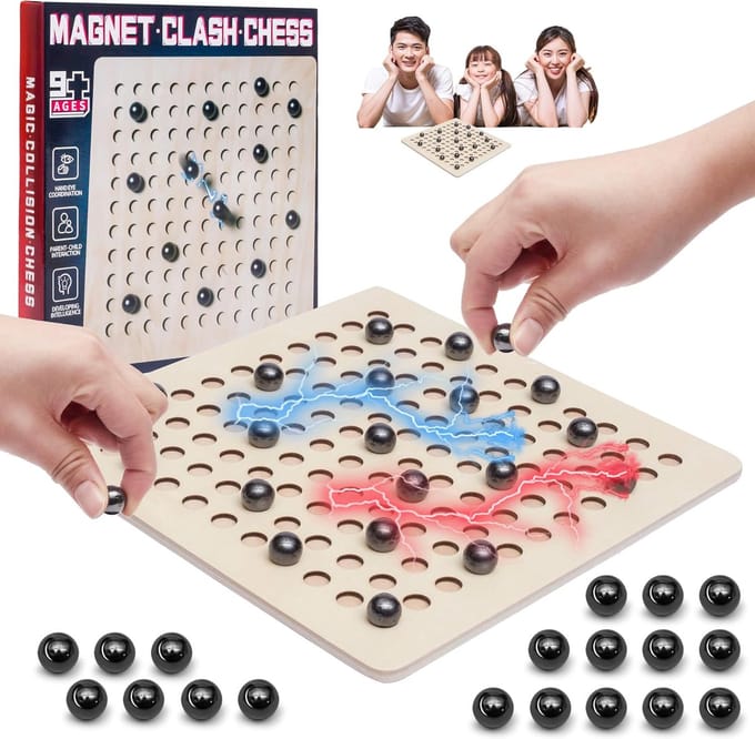 Magnetisch schaakspel van hout voor 2 spelers - ideaal voor reizen en hersentraining