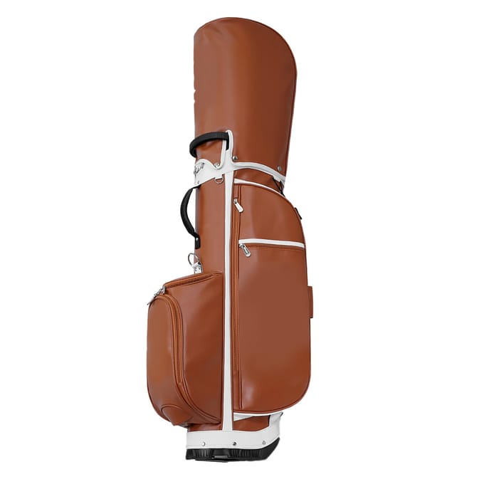 Golf Stand Bag Super Vezel Leer Stabiele Driehoekige Steun Modieuze Uitstraling Bruin brown