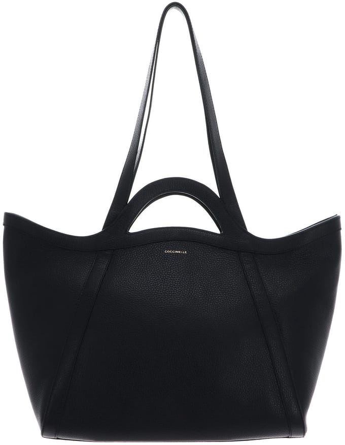 COCCINELLE Leren Schoudertas Amalia Grained Leather Shopper Noir Zwart