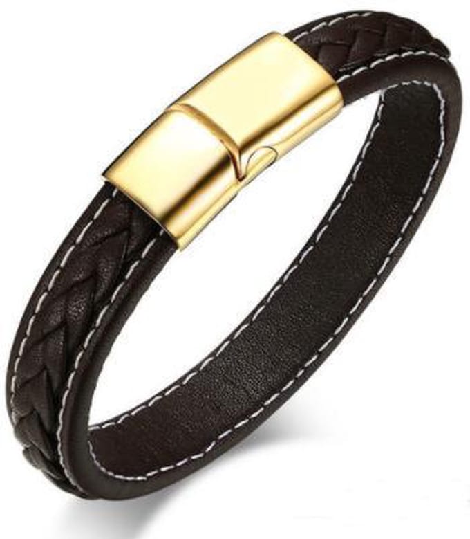 Schitterende Bruin Leren Armband Sluiting Goud | Damesarmband | Herenarmband