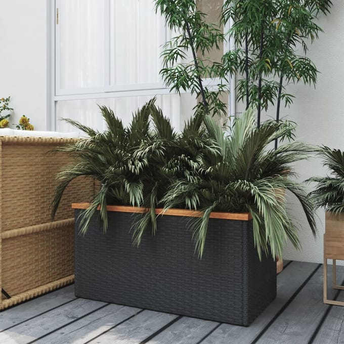 vidaXL - Plantenbak - 80x40x40 - cm - poly - rattan - zwart