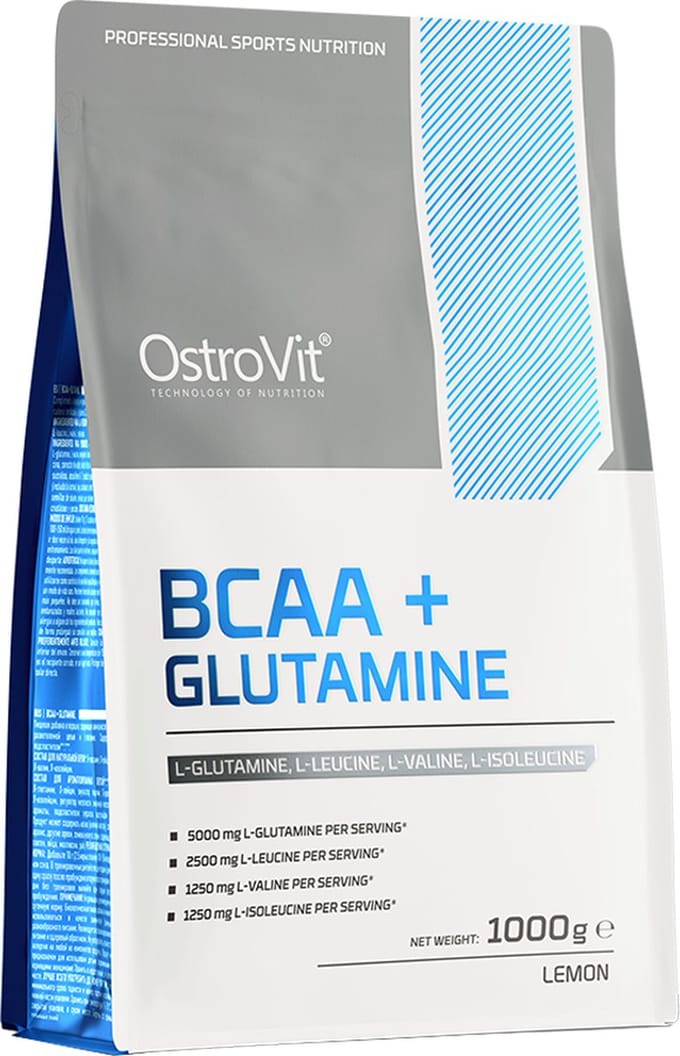 OstroVit BCAA + Glutamine – Voedingssupplement – Aminozuren – Citroen Smaak – 1000g