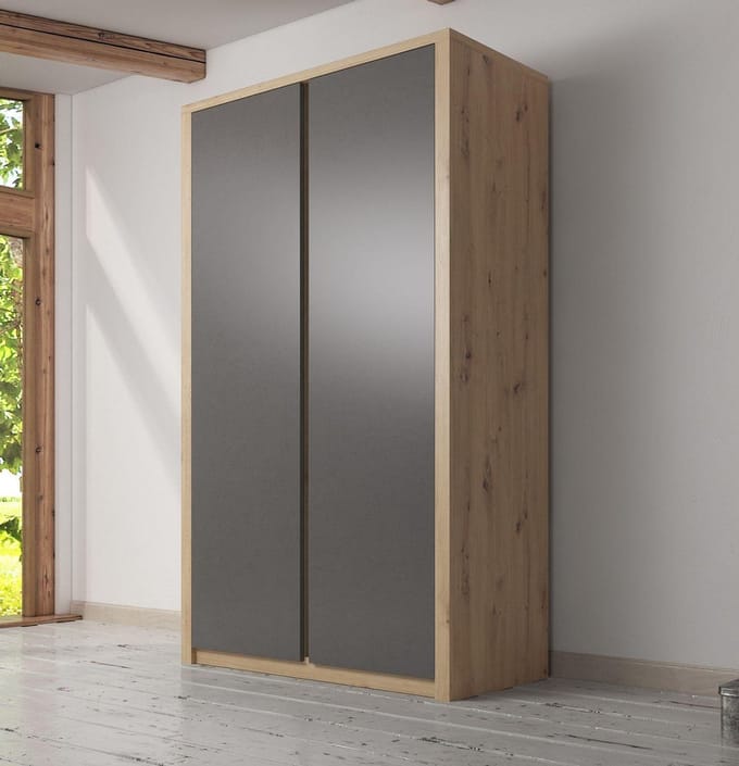 Meubella - Kledingkast Melody - Grijs - Eiken - 90 cm