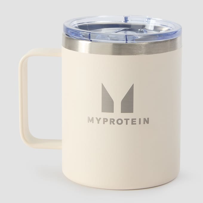 Myprotein koffiebeker van gerecycled metaal 350 ml - Roomwit