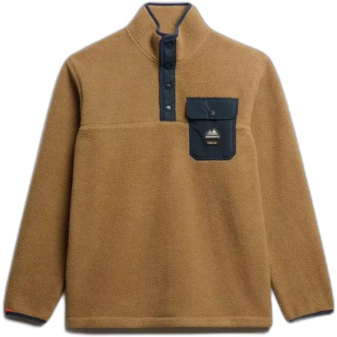 Superdry - Fuji-fleecetrui met halve drukknoopsluiting - Heren - Truien