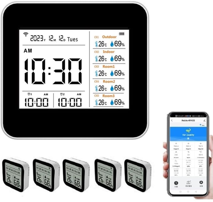 Slimme Binnen Thermometer & Hygrometer met WiFi App Bediening en LCD Display