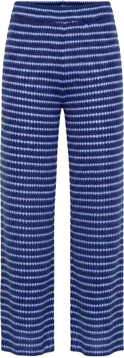 Studio Untold - Dames - Broek wijde pijpen structuur en strepen - Navy - Maat 58+
