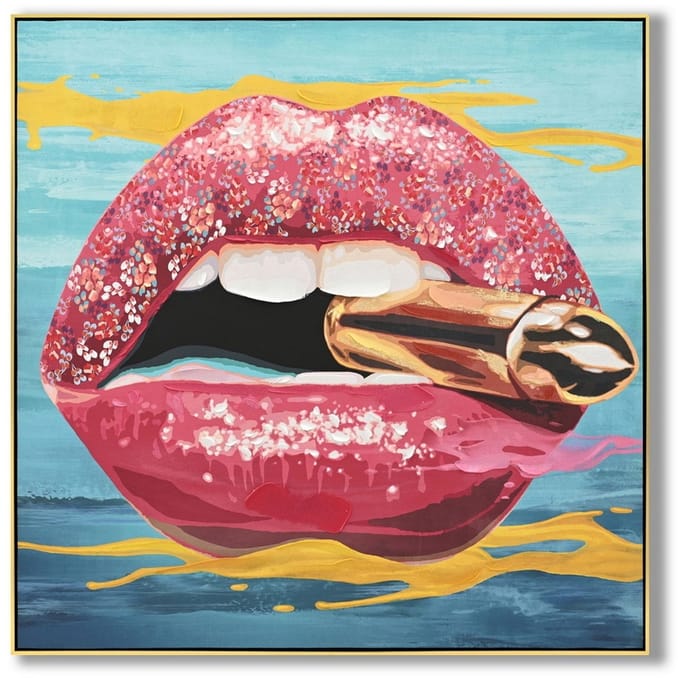 Schilderij lips bullet 100x100cm