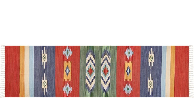 KAMARIS - Vloerkleed - Meerkleurig - 80 x 300 cm - Katoen